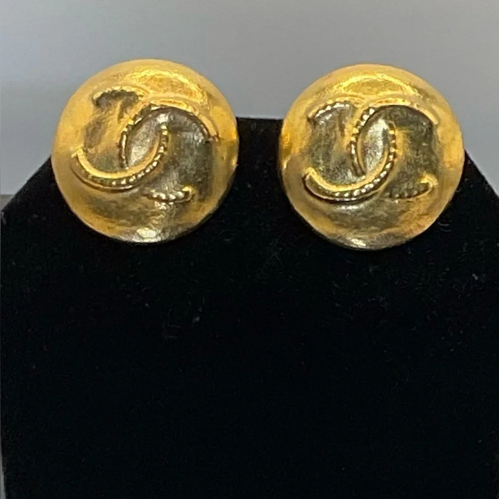 CHANEL Gold Iconic CC Logo Earrings